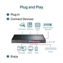 TP-LINK (TL-SL1218P) 16-Port 10/100 Mbps + 2-Port Gigabit Switch