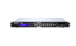 QNAP (QGD-1600P-4G) 16-port 1GbE switch with 2 RJ45 and SFP+ combo port with Intel Celeron processor and 4GB RAM