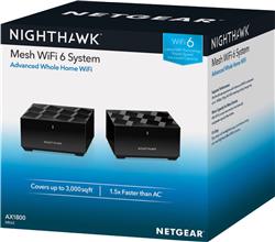 NETGEAR (MK62-100CNS) Nighthawk Whole Home Mesh Wi-Fi 6 System (MK62)  2PK- AX1800 Router with 1 Satellite Extender, Coverage u