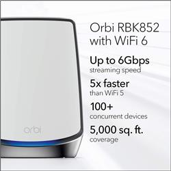 NETGEAR (RBK852-100CNS) Orbi AX6000 Whole Home Mesh Wi-Fi 6 System