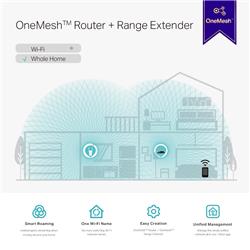 TP-LINK (RE315) AC1200 Mesh Wi-Fi Range Extender. 2.4 GHz (300 Mbps) and 5 GHz (867 Mbps) dual-band Wi-Fi connection. 1 x 10/10