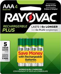 RAYOVAC AAA 900mAh NiMH Rechargeable Battery 4 Pack