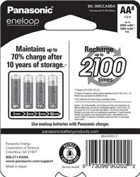 PANASONIC Eneloop AA 2000mAh NiMH Rechargeable Battery 8 Pack