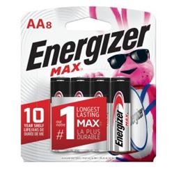 ENERGIZER Max AA Alkaline Battery 8 Pack (E91MP8)