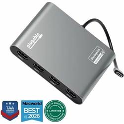 Plugable A/V Adapter - 1 x USB Type C - Male - 4 x HDMI Digital Audio/