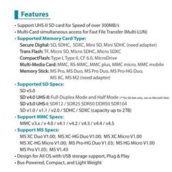 Vantec USB 3.0 Multi-Card Reader UHS-II (SD 4.0, Multi-LUN)