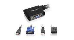 IOGEAR 2-Port USB KVM Switch with Cables & Remote