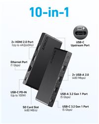 Anker 364 USB-C Hub (10-in-1, Dual 4K HDMI)