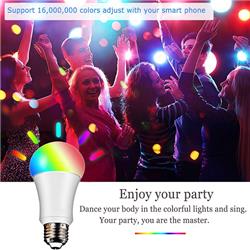 JINVOO SM-R65N Smart Wi-Fi Bulb, 8W E27 Base, RGBW Color Changing