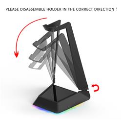 Blue Solids Technology -  RGB Lighting Gaming Headset Stand with Three USB Ports , Black(Open Box)