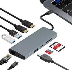 Adesso 9-in-1 USB-C Multiport Supports Dual HDMI Docking Station