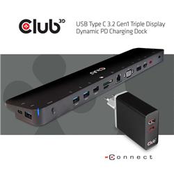 Club 3D USB Type C 3.2 Gen1 Triple Display Dynamic PD Charging Dock