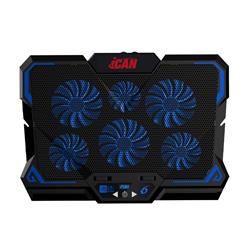 iCAN USB Six High-Speed RGB Fans Cooling Pad, Up to 17'', Black