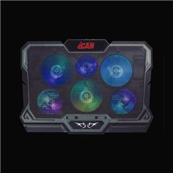 iCAN USB Six High-Speed RGB Fans Cooling Pad, Up to 17'', Black