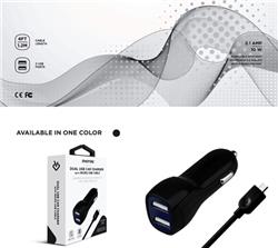 Chargeur de voiture USB double (Delton) avec câble micro USB en heures supplémentaires