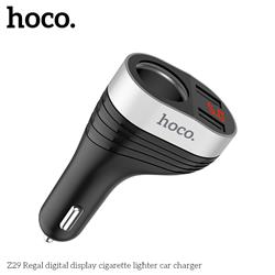 HOCO Dual USB-A Car Charger, Regal Digital Display Cigarette Lighter