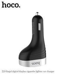 HOCO Dual USB-A Car Charger, Regal Digital Display Cigarette Lighter