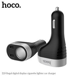 HOCO Dual USB-A Car Charger, Regal Digital Display Cigarette Lighter