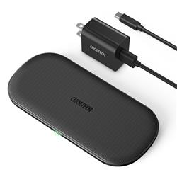 Choetech 18W 5 Coils Dual Fast Wireless Charger, 100cm Cable & Adaptor(Open Box)