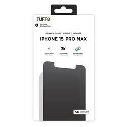 iPhone 15 Pro Max - TUFF8 Privacy Tempered Glass /w Installation Tray(Open Box)