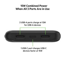 Belkin Power Bank 10K, USB-C & 2xUSB-A (BPB011btBK)