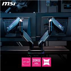 MSI MPG MT201DR - RGB Dual Monitor Stand Arms, Supports 17-35" Screen and 44Ibs, VESA Compatible, Adjustable Heavy Duty Gas Spr