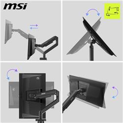 MSI MAG MT201 - Heavy Duty Single Monitor Stand Arm,  Supports 17-49" Screens and 44 lbs, VESA Compatible, Adjustable Spring As