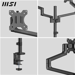 MSI PRO MT81D - Aluminum Dual Monitor Stand Arms, Supports 17-32" Screen and 17.6Ibs, VESA Compatible, Adjustable Desk Mount - 