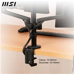 MSI PRO MT81D - Aluminum Dual Monitor Stand Arms, Supports 17-32" Screen and 17.6Ibs, VESA Compatible, Adjustable Desk Mount - 