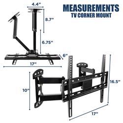 Mount-It! MI-4481 Full Motion Corner TV Wall Mount, fits TVs with VESA pattern from 100x100mm to 400x400mm, screens up to 48", 