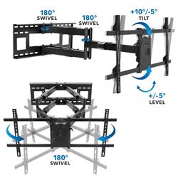 Mount-It! MI-392 Dual Arm TV Wall Mount with Extra Long Extension, fits TVs with VESA pattern from 100x100mm to 800x400mm, scre