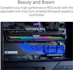 ASUS ROG Wingwall Graphics Card Holder - Easily Adjustable, Aura Sync RGB lighting, Aluminum Structure, Customizable Acrylic Pl