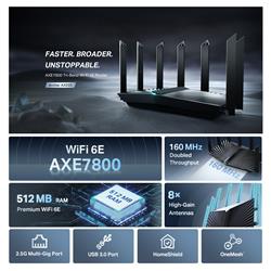 TP-Link (Archer AXE95) AXE7800 Tri-Band Wi-Fi 6E Router