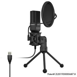 Yanmai Computer Game Recording USB Condensor Microphone with POP Filter &Tripod Stand - Black (SF-777)