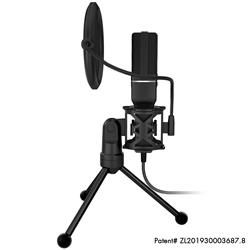 Yanmai Computer Game Recording USB Condensor Microphone with POP Filter &Tripod Stand - Black (SF-777)