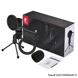 Yanmai Computer Game Recording USB Condensor Microphone with POP Filter &Tripod Stand - Black (SF-777)