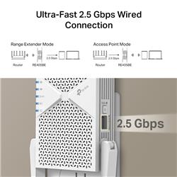 TP-Link RE405BE BE6500 Dual Band Wi-Fi 7 Range Extender