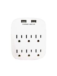 iCAN 6 Outlets 2 USB-A Wall Tap Power Strips