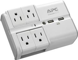 APC Essential SurgeArrest 4 Rotating Outlet Wall Tap with 5V, 3.4A 2 Port USB Charger, 120V