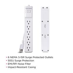 CYBERPOWER B602RC1 Essential Surge Protectors 500 joules with 6 outlet