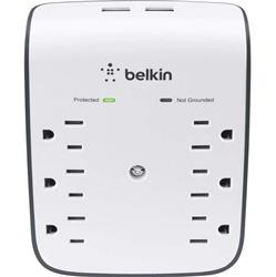 Belkin Wall Mount 6-Outlet Surge Protector - with 2 USB Charging Ports (BSV602TT)