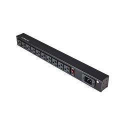10 Outlet Rack Mount Power Strip 125V/16 Amp, 1U Horizontal 19" Rackmount PDU, NEMA 5-20P Input, 10x NEMA 5-15/20R Outlets