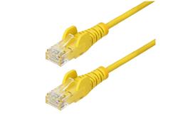 STARTECH 15FT YELLOW SLIM CAT6 ETHERNET CABLE, SNAGLESS, 100W POE, UTP, LSZH, 28AWG BARE COPPER WIRE, SLIM RJ45 NETWORK PATCH C