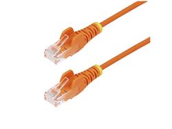 STARTECH 15FT ORANGE SLIM CAT6 ETHERNET CABLE, SNAGLESS, 100W POE, UTP, LSZH, 28AWG BARE COPPER WIRE, SLIM RJ45 NETWORK PATCH C