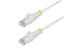 STARTECH 15FT WHITE SLIM CAT6 ETHERNET CABLE, SNAGLESS, 100W POE, UTP, LSZH, 28AWG BARE COPPER WIRE, SLIM RJ45 NETWORK PATCH CO