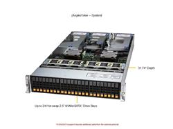 SUPERMICRO 2U Hyper SuperServer (AS -2126HS-TN) AMD EPYC 9654 96C/192T, MEM-DR532MD-ER56(x12)32GB DDR5-5600 2Rx8 ECC RDIMM, SSD