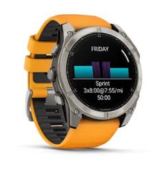 Garmin fenix 8 – 51 mm, AMOLED Sapphire, Titanium with Spark Orange/Graphite Silicone Band