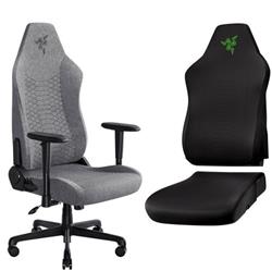 RAZER Iskur V2 X Gaming Chair, Grey Fabric + Gaming Chair Sleeve, Black/ Green