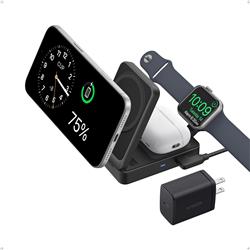 Anker MagGo 3 in 1 iPhone 17 Charging Station, MagSafe-Compatible Wireless Charger Stand, Qi2 Certified 15W Foldable Charger for iPhone 17/16/15/14/13/12, AirPods, Apple Watch Ultra(Adapter Included), B2557J11-5