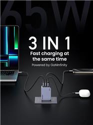 UGREEN Charger Nexode Pro GaN 65W USB C / A Charger, 3-Ports